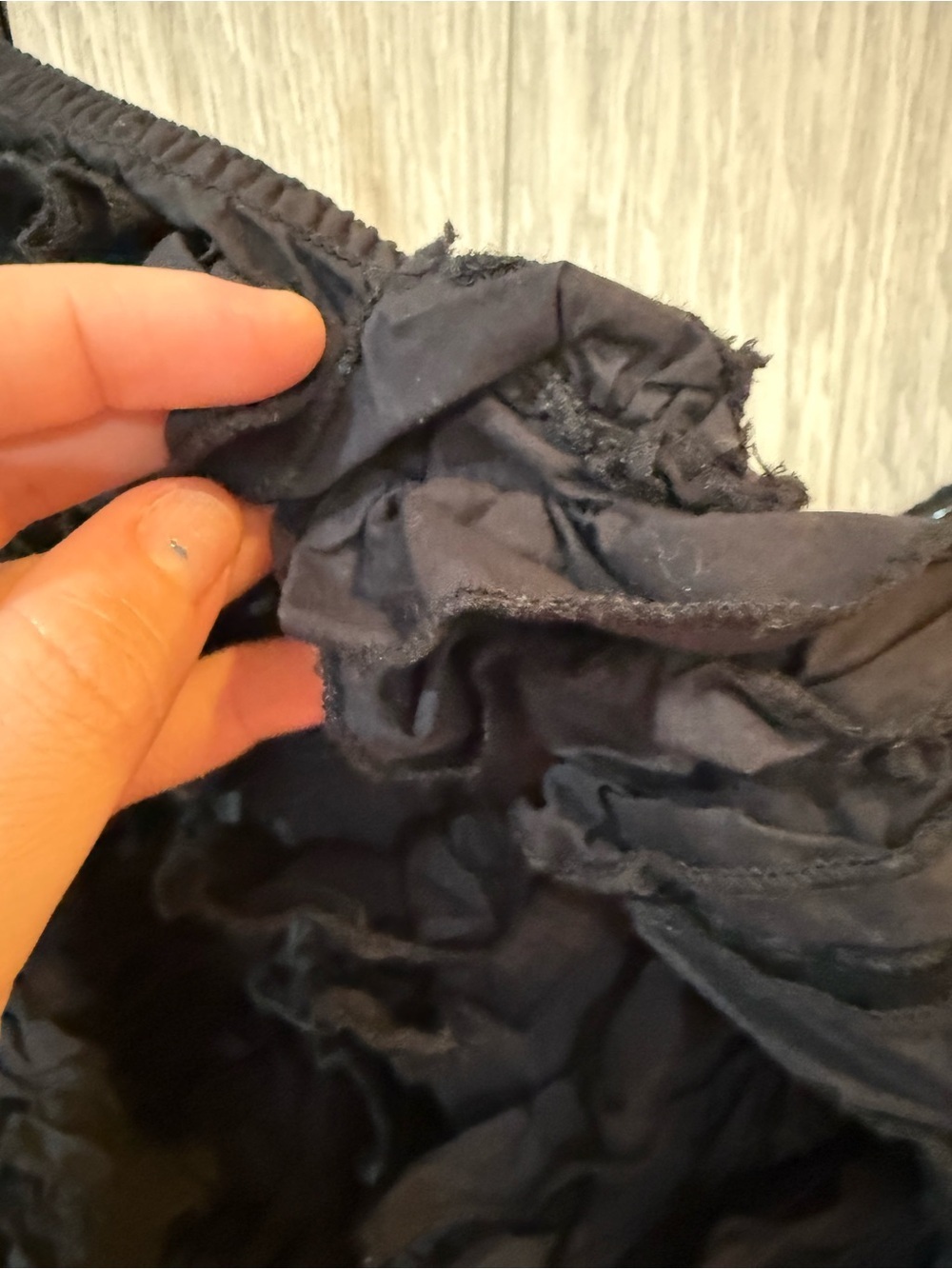 Farm Rio Strapless Black Textured Ruffle Mini Dress L - Picture 9 of 9